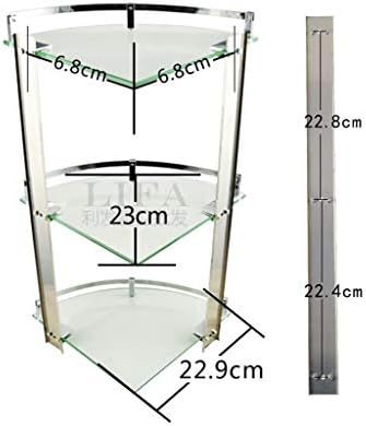 Erddcbb стаклена полица Трипл стакло за складирање на стакло, не'рѓосувачки челик, во форма на вентилатор, катче во форма