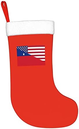 Американско знаме и знаме на Самоа, Божиќни чорапи, подароци за одмор на Божиќни празници за украси за семејни празници 18-инчни