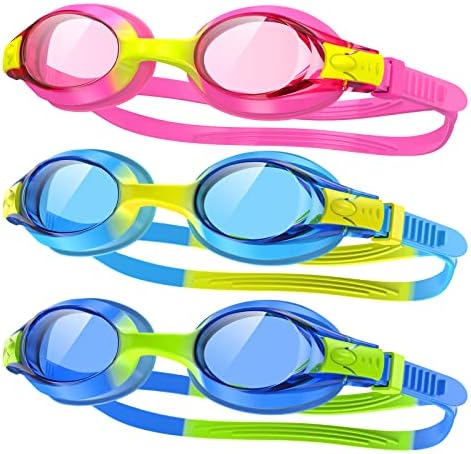 Пронаоѓање Деца Пливаат Очила, 3 Пакет Деца Пливање Очила Анти-магла Нема Протекување Девојки Момчиња за Возраст 3-10