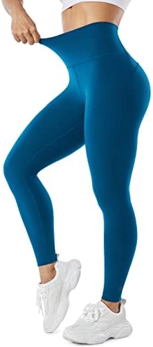 Енсус со висока половината компресија хеланки со џебови за жени тренинг контрола на стомакот Атлетски салата јога панталони - 25 инчи