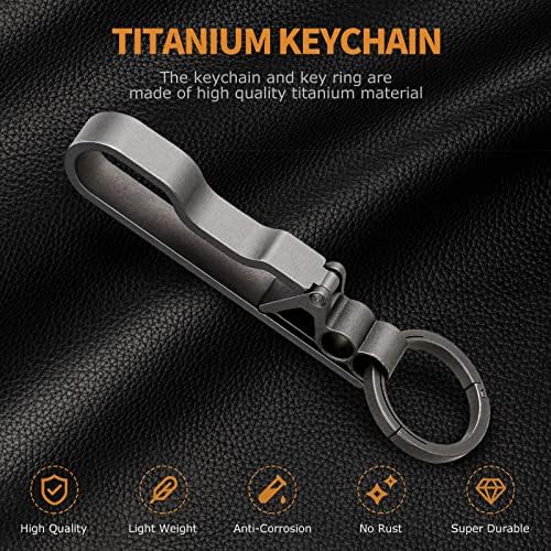 Титаниум Клип за брзо ослободување на клучот, држач за клуч за клучеви со тешки ремени со клуч со клучен прстен uiinosoo за мажи