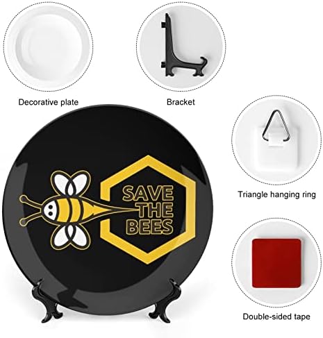 Зачувајте ги пчелите Смешна коска Кина Декоративна чинија со кружни керамички плочи занает со приказ за украси за внатрешни работи