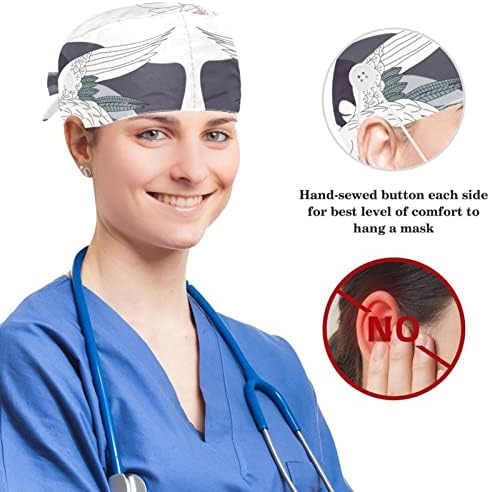 Muooum Medical Caps Прилагодливо работно капаче со копчиња и лажна коса за маскирна коса камуфлажа
