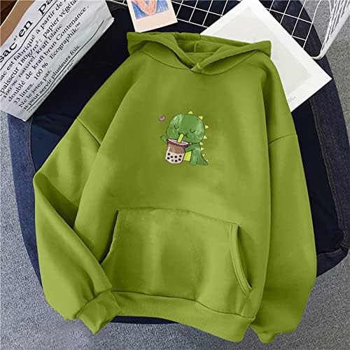 Преголема поштенска качулка Симпатична мачка печатени дуксери есен џемпери за жени тинејџери каваи пуловер качулка лабава плус големина