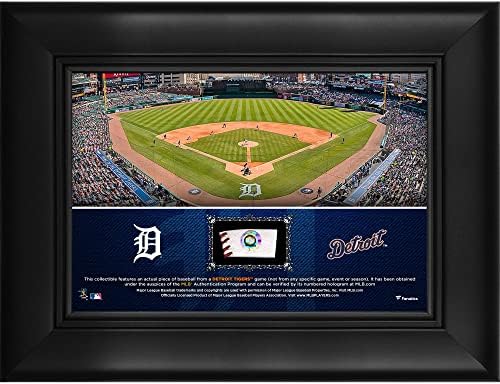 Детроит Тигрите врамени 5 стадионски колаж со 5 x 7 со парче бејзбол користена игра - плаки и колажи на МЛБ Тим и колажи