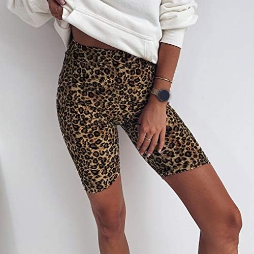 Модни женски панталони леопард печати за фитнес панталони хеланки тесни спортови туркаат кратки јога панталони за жени