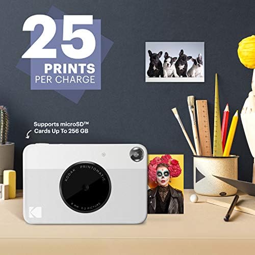 Kodak 2 X3 Премиум Zink Photo Photo Photo & Printomatic Digital Digital Instant Print Camera - Целосно отпечатоци во боја на Zink 2x3 Мемории за печатење со фото хартија поддржани од леплива боја веднаш