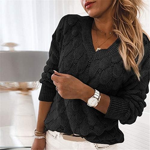 Pimelu v-врат џемпер жени лабав џемпер печатен џемпер со цврста боја на лилјак со долги ракави џемпер