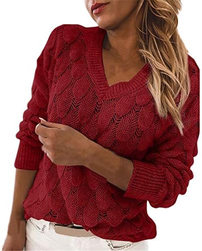 Pimelu v-врат џемпер жени лабав џемпер печатен џемпер со цврста боја на лилјак со долги ракави џемпер