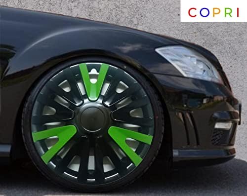 Копри комплет од 4 тркала од 13 инчи црно-зелена Hubcap Snap-on одговара на Nissan