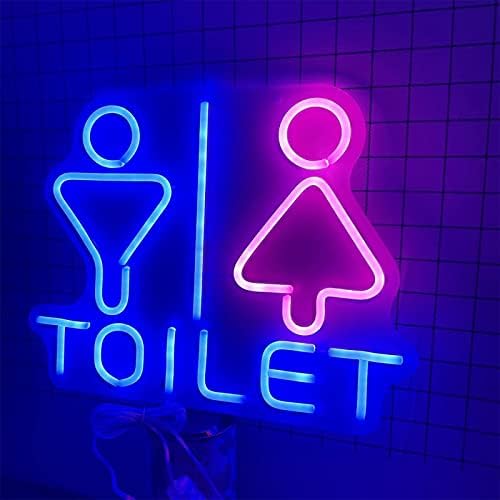 ДВТЕЛ Смешни Тоалет Влез Неонски Знак Предводена Моделирање Светло Прозрачни Букви Табла Акрилни Панел Неонски Декоративни Светлина, 40х30см