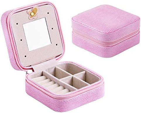 Анкус Патување пренослива кожна кутија за накит со огледало козметичка шминка организатор обетки Ковчег три-ниво кутија за складирање подарок SN1570 -