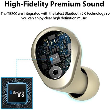илув Тб200 Злато Вистински Безжични Слушалки Безжичен Во Уво Bluetooth 5.0 Со Микрофон За Повик Без Раце, Ipx6 Водоотпорна Заштита, Звук