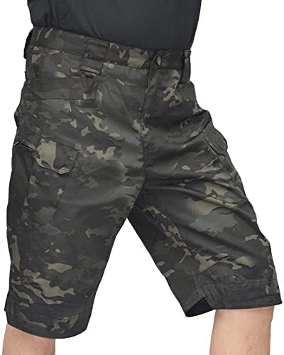 Карго панталони Wenkomg1 за мажи, воено камо рипстоп дамки отпорна на надворешна активност кампување риболов тактички панталони