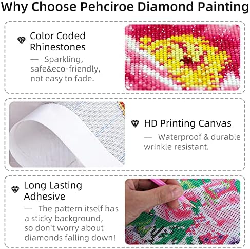 Pehcirooe 4 пакет 5D Diamond DIY сликарство комплети скапоцен камен уметност боја по број за возрасни деца целосна вежба кристална