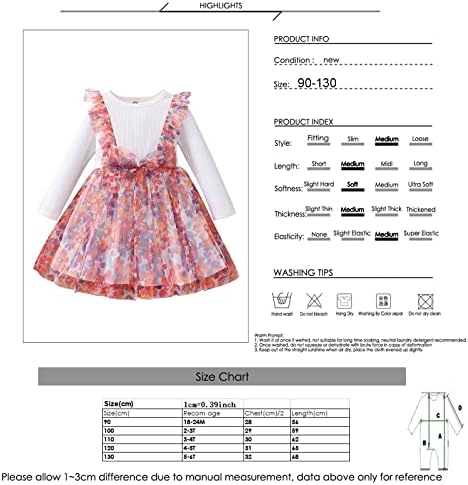 Девојки за Демохони Девојки со долги ракави фустан симпатична цветна печатена печатена обична туту Туту А-линија фустани пролетна есенска облека