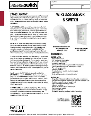 Sensor Switch CM 9 WR безжичен стандарден опсег со низок напон Мало движење 360 степени таванот, бело