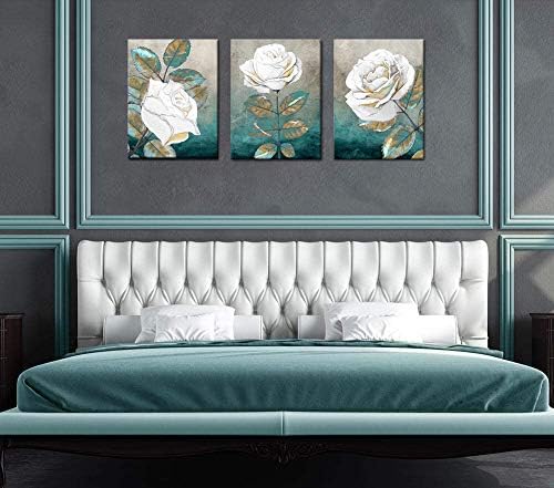 Платно wallидна уметност печати сина лист бела роза платно уметност сликање апстрактна wallидна уметност украси цветна слика на платно за домашен