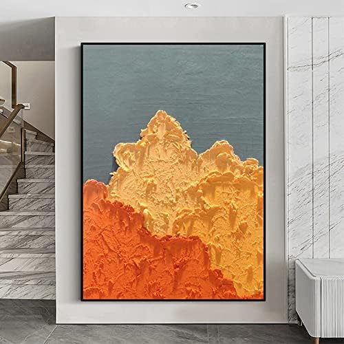Рачно насликано масло сликарство - едноставна густа текстура Тридимензионални слики Декоративно сликарство Апстракт портокалово бранови пејзаж платно сликарств