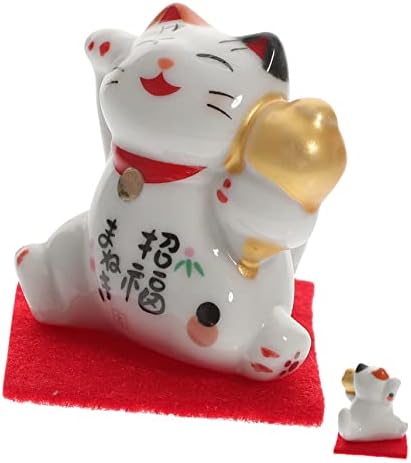 Декор за трпезариска маса за валилик, среќен мачки украс 3 парчиња, среќна мачка крпа керамика јапонски декор