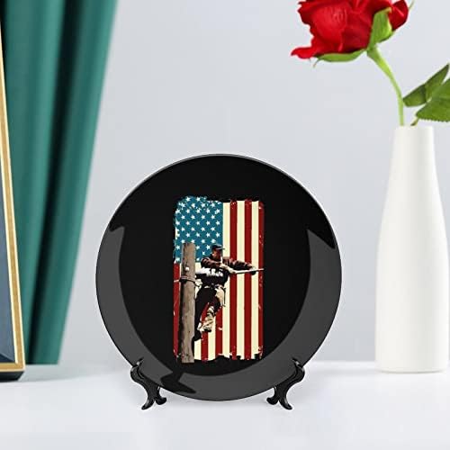 Декоративна чинија со декоративни плочи на Lineman American Ceramic Wallид виси декор со приказ за приказ за украси за внатрешни работи
