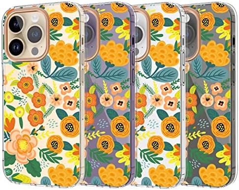 Hzran iPhone 14 Pro Max Случај Со Цветни Дизајн, Симпатична Цвет Шокпрофон Телефон Покритие За Жени Девојки, 14 Про Макс Случај Со Калено