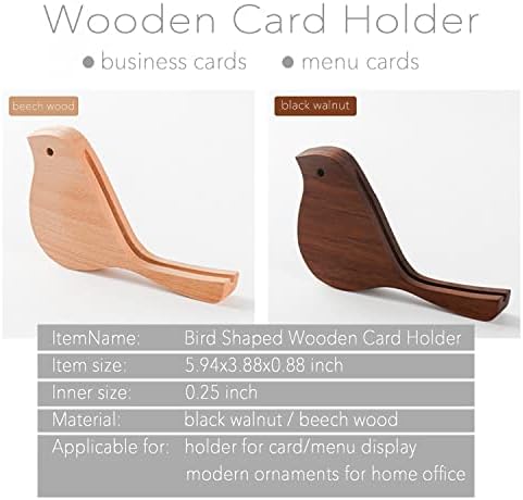 Држач за дрвени картички за делови, држач за табела за држачи на визит -картички, исклучително едноставен дисплеј со цврсто дрво, занаетчиски занаети