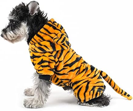 Д -р Ноно тигар костум - костум за костуми за мали кучиња и мачки - облека од жолти и црни кадифени миленичиња - топла облека за зимски