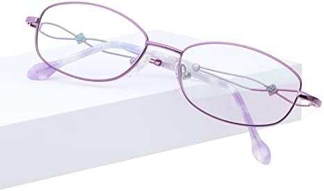 Helesенски женски целосен раб метал легура за читање очила против рефлексија со единечни визии за очила за очила за очила || +3.50 јачина