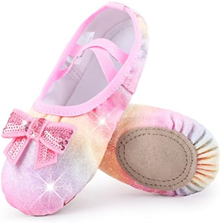Wyhdy балетски чевли Сплит-слатки сјајни станови танцуваат чевли за девојки дете/дете