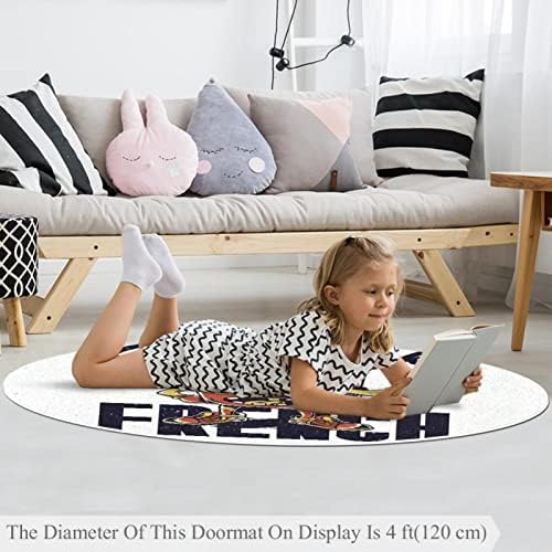 Llnsupply Детска килим 4 метри големи килими за тркалезно подрачје за девојчиња момчиња бебе - француски, домашен декор преклопен дете игра душек активен активен акт на