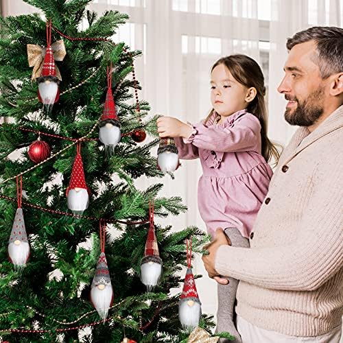 Божиќни шведски гноми украси рачно изработени кадифен тоте гном украси дрво виси гноми со капа и брада скандинавски шведски елф кукли