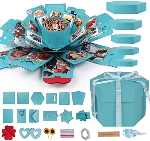 Рецепти за експлозија кутија Прекрасна сина кутија Божиќен подарок DIY рачно изработено кутија за изненадување за девојче Девојче Роденден