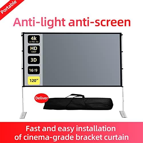 IULJH Проектор на отворено анти-светло и екранот за преклопување на заштита од добивка 16: 9 84 100 120 инчи дома со конзола завеса