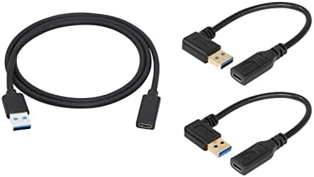 CERRXIAN USB 3.0 Машки ДО USB Тип C 3.1 Женски Кабел &засилувач; ЛЕВО + Десен Агол USB Тип А ДО USB C Кабел