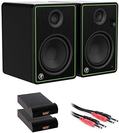 Mackie CR3-XBT Series 3 Bluetooth Studio Monitors со 2x мала подлога за изолација и телефон до телефонски кабли пакет