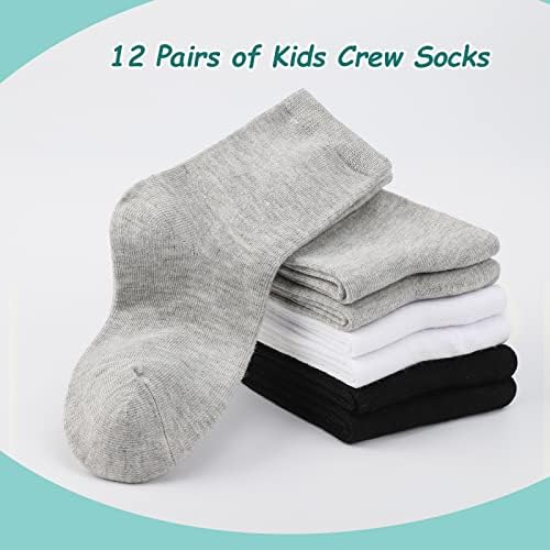Jocmic 12 пакувања Детска екипа за деца чорапи момчиња девојчиња атлетски чорапи на глуждот 2-14 години