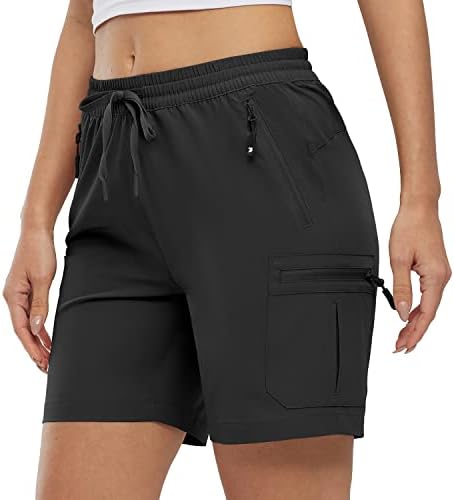 Gopuneенски женски пешачки шорцеви Брзи суви лесни шорцеви за истегнување на отворено атлетски летни шорцеви со џебови од патент