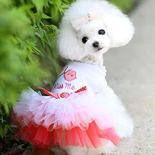 Кучен фустан за мало куче девојче Божиќна облека облека симпатична кутре миленичиња костуми мачки чипка туту мешула фустани