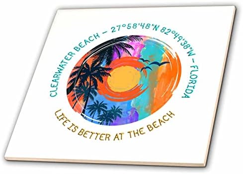 3дроуз Клирвотер Бич, Флорида. Животот е подобар на плажа круг дизајн-Плочки