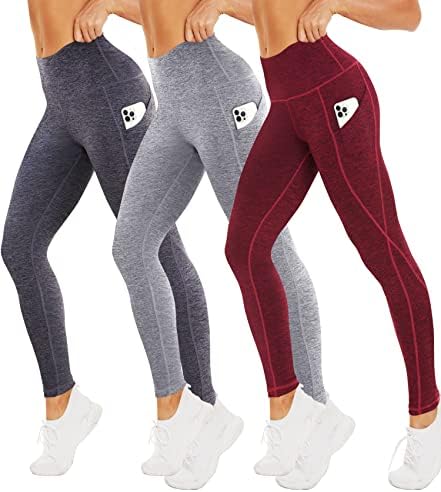 Kixdit женски хеланки со џебови - високи половини 4 пат истегнуваат јога панталони за жени, контрола на стомакот за атлетски тренинзи хеланки