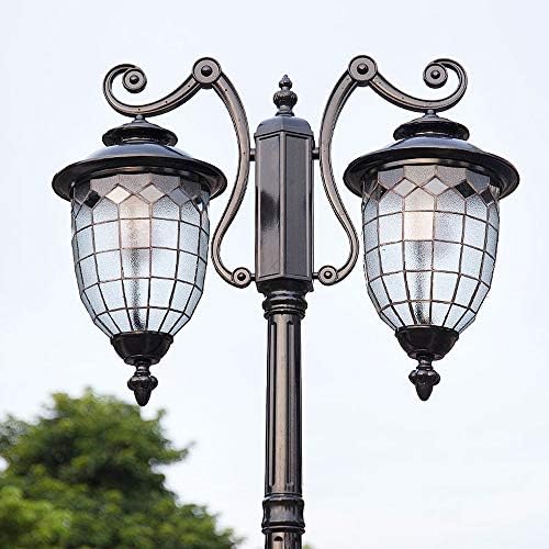 IIFAS Висока пол ламба со двојна глава ламба на отворено колона P55 водоотпорна алуминиумска стакло надворешна wallидна колона улична ламба
