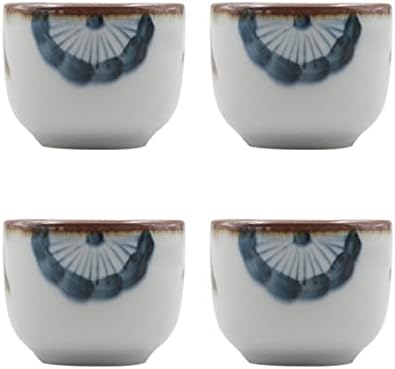 Луксузен гроздобер декор шут стакло поставено заради Soju 4pcs керамички керамички порцелан чаши традиционални насликани срдечни