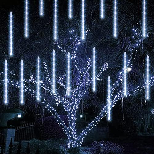 TW Блесок бели Божиќни метеорски светла за туширање на отворено, 288 лекуваат 12 8 цевки водоотпорни Божиќни светла на отворено
