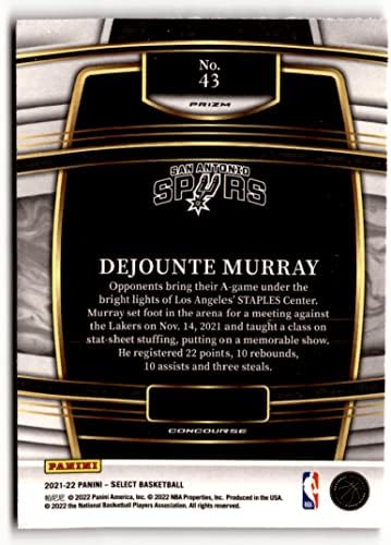 2021 Панини Изберете портокалови блиц Prizms 43 Dejounte Murray Concource NM-MT Spurs