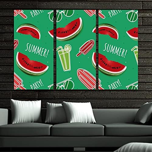 Wallидна уметност за дневна соба, летни пијалоци сладоледи лубеници врамени декоративно масло за сликање поставени декоративни модерни