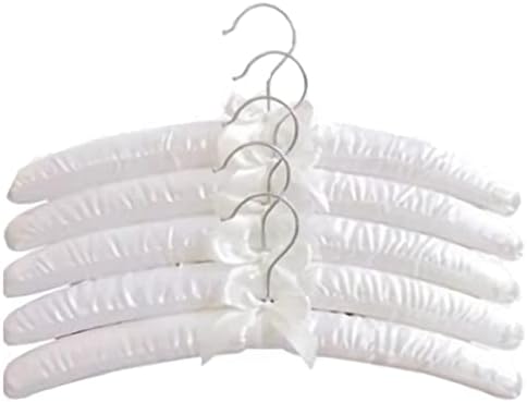 Yfqhdd 38cm преносен 5 парчиња бел сатен со сатенски врвен закачалки облеки за палто за палто за закачалки за кукички домашни материјали