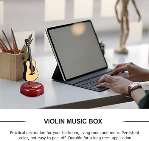 Besportble гитара кутија за гитара музичка кутија, 1 компјутер ретро музички инструмент музичка кутија со ротирачки основни украси Домаќинството