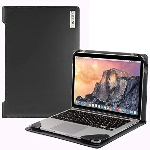 Бронел - Серија на профили - Црна кожа лаптоп кутија компатибилен со Asus Zenbook 14 Flip OLED 14 лаптоп