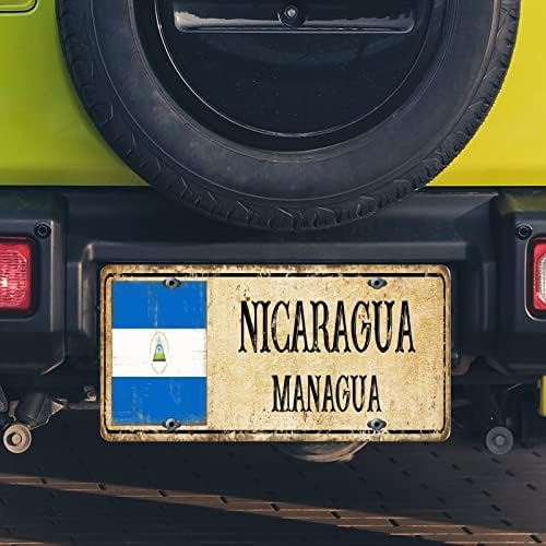 Знамето На Никарагва Регистарска Табличка Манагва Земја Град Сувенир Автомобилска Регистарска Табличка Рамка Патриотска Прилагодена